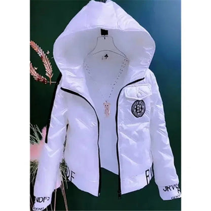 Winter Cotton-Padded Jacket Glossy Down Cotton Coat Women's Short 2025 New Student Korean Version Loose Keep Warm Cotton-Padded SS69 32.69 white / XXXL