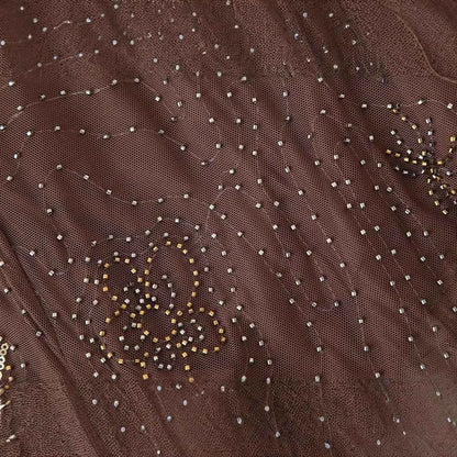 Women Fashion Translucent Sequin Pants Vintage Brown Elastic Waist Straight Trousers Spring Summer Holiday Party Pant