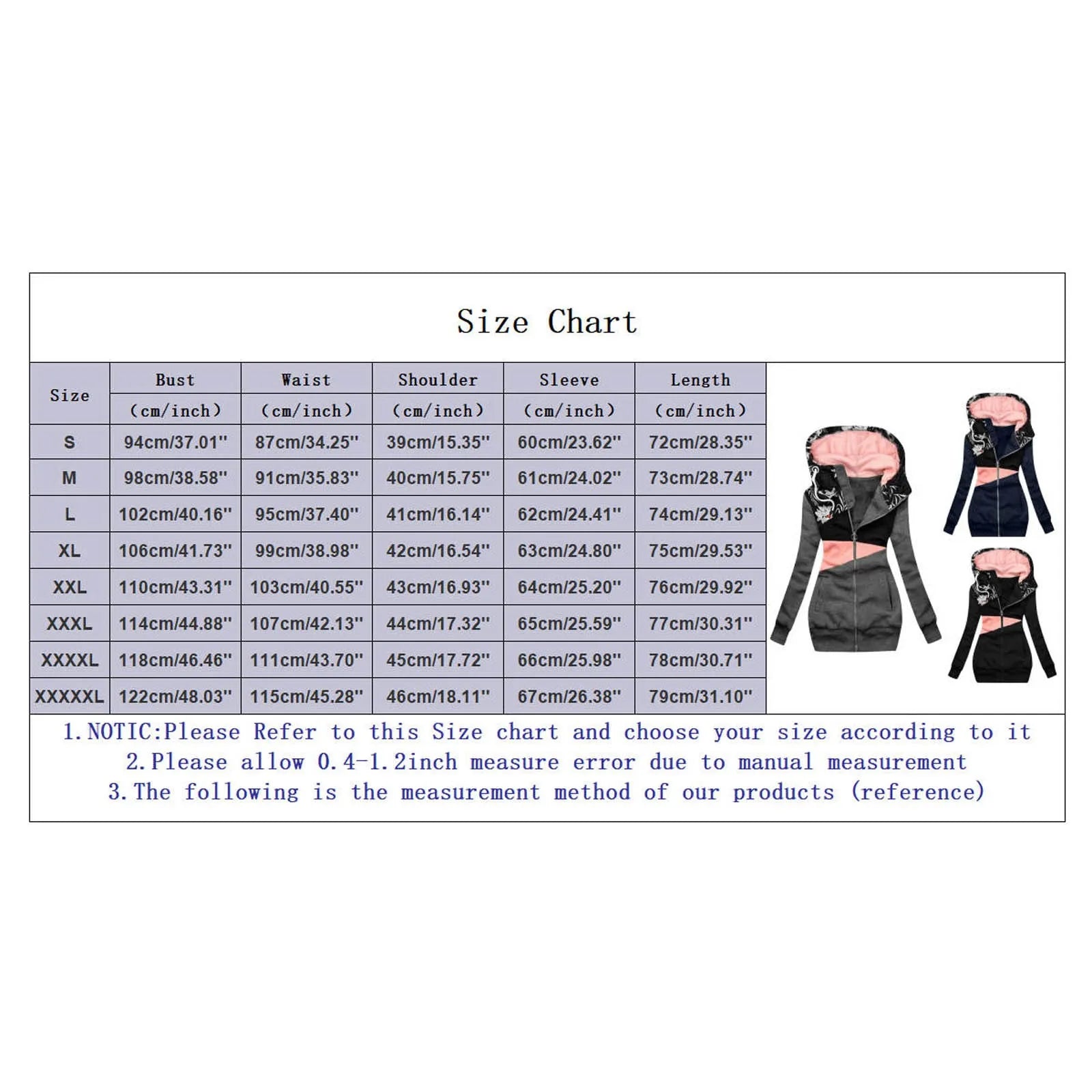 Women's Plus Size Zipper Hooded Sweatshirt Jacket