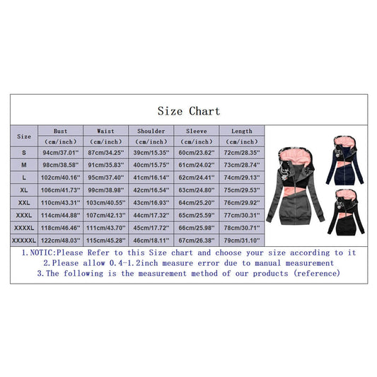 ISHOWTIENDA Women's Plus Size Zipper Hooded Sweatshirt Long Sleeve Jacket