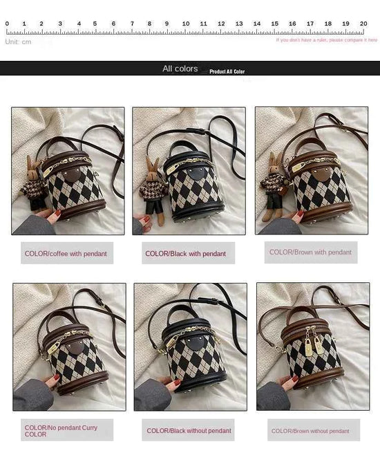 Women's Bag for Women Fashion Luxury Designer Zipper Small Handbags For Women Leather Bucket Shoulder Bag 2023 New Trend Pendant