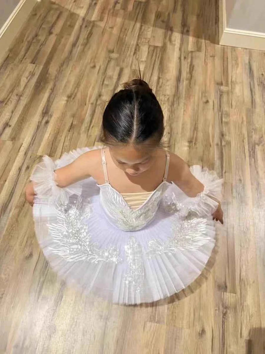 Adult Kids Classic Professional Ballet Tutu White Swan Lake Pancake Tutu Ballerina Party Dance Costumes Ballet Dress Girls Women
