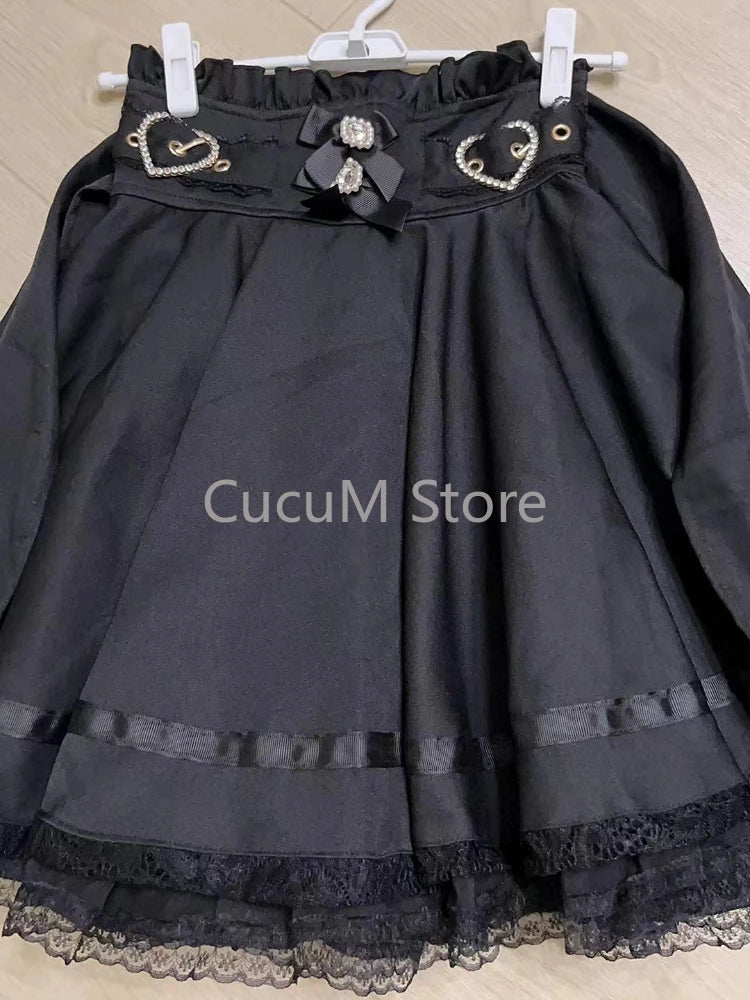 Japanese Kawaii Mini Cake Skirts Womens Jupe Fairy Bandage Lolita High Waist Y2k Aesthetic Sweet Lace Gothic JK Faldas Skirt SS69