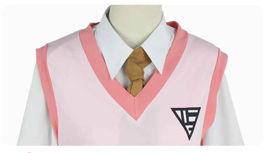 Anime Game Kaede Akamatsu Cosplay Costume Korean Style Pink School Uniform Vest Gingham Wig Woman Sexy Carnival Party Suit