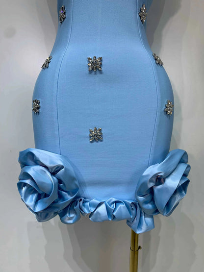 Women Sexy Square Collar Sparkly Rhinestone Bodycon Mini Bandage Dress Celebrate Evening Party Elegant Luxury Birthday Dress