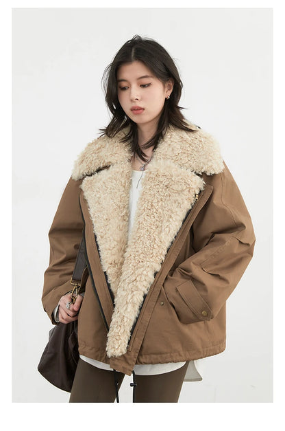 CHIC VEN Women Coats Streetwear Loose Casual New Retro Motorcycle Cotton Jacket Thick Warm Female Overcoat Autumn Winter 2026