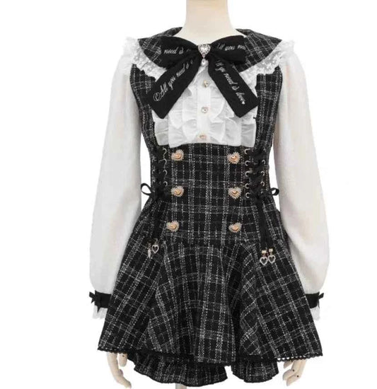 Japanese Mine Mass-Produced Short-Sleeve Shirt Dress Shorts Set Women Sweet Liz Doll Collar Bow Shirt Dress Two-Piece Suit