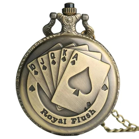 Vintage bronze poker cartoon quartz pocket watch the best gift for children men and women SS69