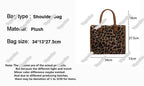 Winter Faux Fur ,Leopard Print Designer Shopper Totes, Fashion Soft Plush Women Shoulder Bags, Large Capacity Handbags and Purse