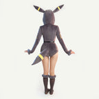 Meowcos Women Genga Cosplay Costume Halloween Purple Ghost Romper Bodysuit Plush Hooded and Socks with Belt and Tail