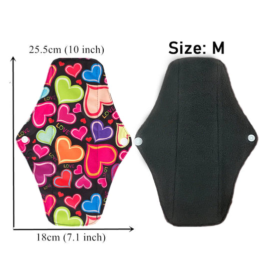 5PCS Reusable Menstrual Pads Heavy Flow Women Menstrual Period Washable Sanitary Napkin Organic Bamboo Charcoal Cloth Pad
