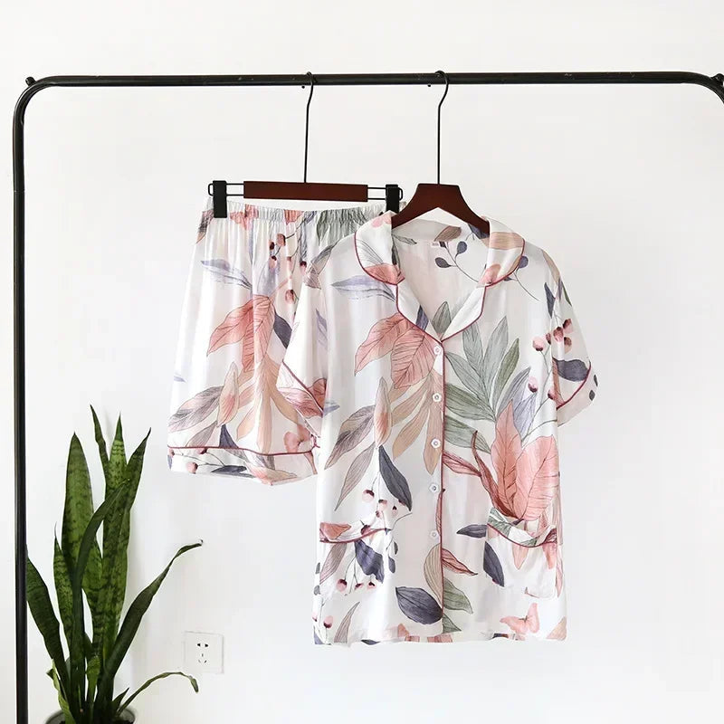 Spring / Summer New 100% viscose long-sleeved trousers pajamas SS69 24.69 Broadleaf Short / XL / CHINA