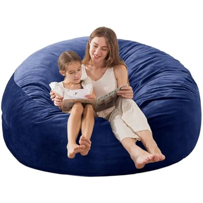 5 Large Memory Foam Filled Bean Bag Chairs for W/Filling,Ultra Soft Dutch Velvet Cover,Round Fluffy Lazy Sofa for Living Room