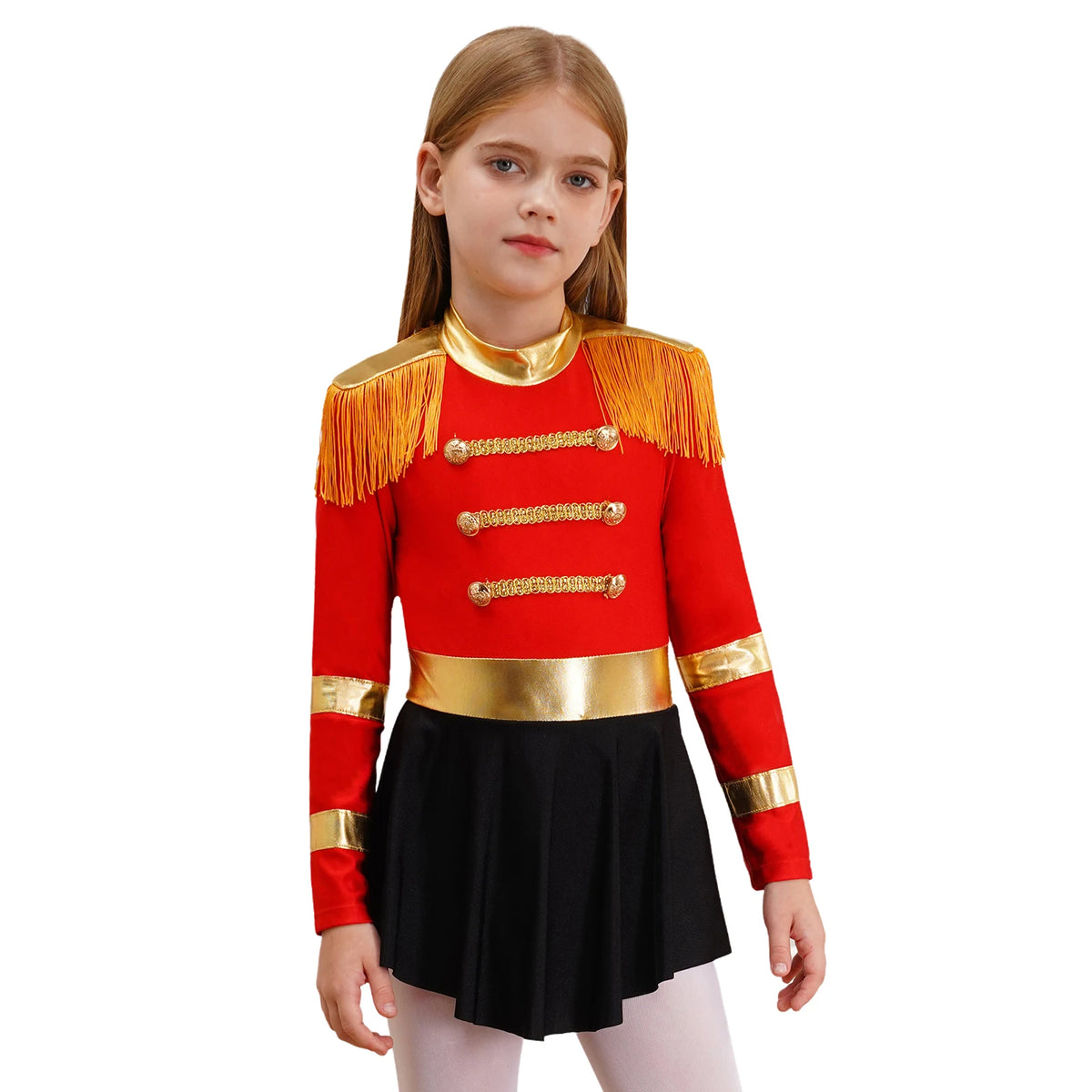 inlzdz Women's Circus Ringmaster Costume Sequin Tassel Leotard Dress