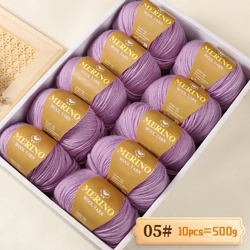 500g of High-Quality 212 Medium-Fine Alpaca Wool Yarn, Suitable for Knitting Sweaters, Scarves, and Hats, 10 Skeins/Pack