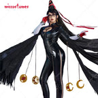Miccostumes Women's Black Witch PU Leather Cosplay Bodysuit