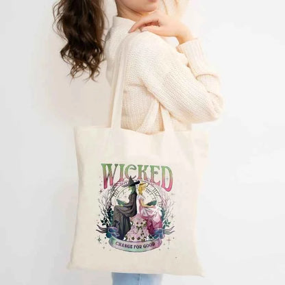 Wicked The Musical Canvas Tote Bag Glinda Elphaba Inspired Musical Lover Gifts Shopping Bag Musical Theater Fans Gift Handbag