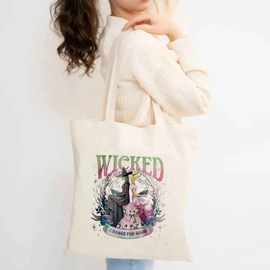 Wicked The Musical Canvas Tote Bag Glinda Elphaba Inspired Musical Lover Gifts Shopping Bag Musical Theater Fans Gift Handbag