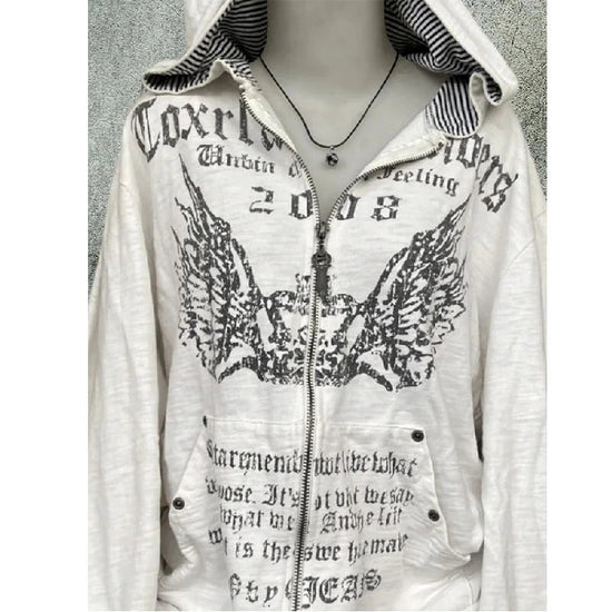 ey Zipper Hoodie ex Loose Lazy Sle High Street Retro American Letter Print Long Sve Sweatirt Autumn Winter Coat SS69