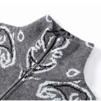 Warm Printed High Collar Knit Cardigans Women Contrast Jacquard Zipper Full Sleeve Pocket Sweater 2026 Spring Lady Chic Knitwear