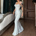 Hugcitar Women Floral Spaghetti Strap Bodycon Maxi Dress