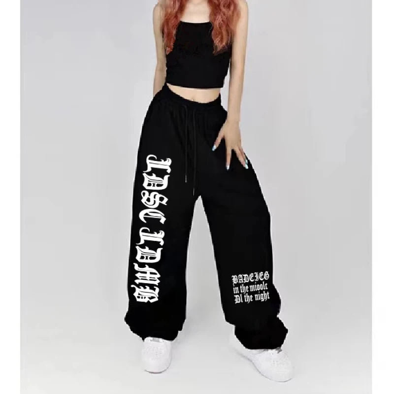 2024 Spring Summer New Sports Pants for Women American Street Trendy Wide Leg Pants Women Fun Print Design Woman Trousers SS69