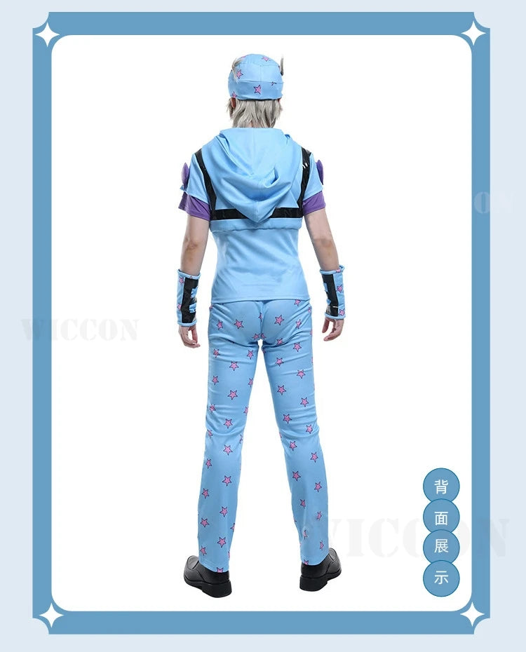 Steel Ball Run Cosplay Anime Jo Jonathan Johnny Joestar Cosplay Costume Anime Game Suit Wig Halloween Party Role Play Outfit