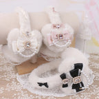 Sweet Mine Rhinestone Love Bow Earmuffs - Lolita Style