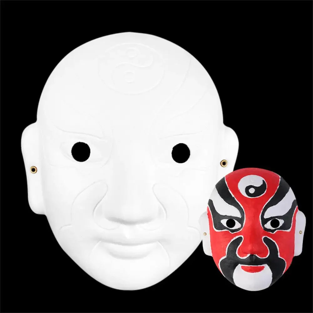 SS69 Ancient Style Full Face Mask, White Retro Hanfu Costume Prop for Adults