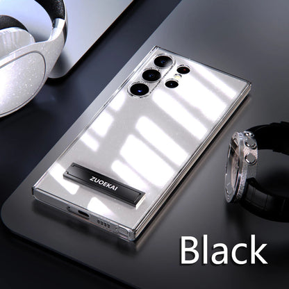 For Samsung Galaxy S25 S24 S23 S22 Ultra Transparent Kickstand Case with Bracket Standing Transverse Protective Clear Soft Cases SS69 8.69 Black / For S25Ultra