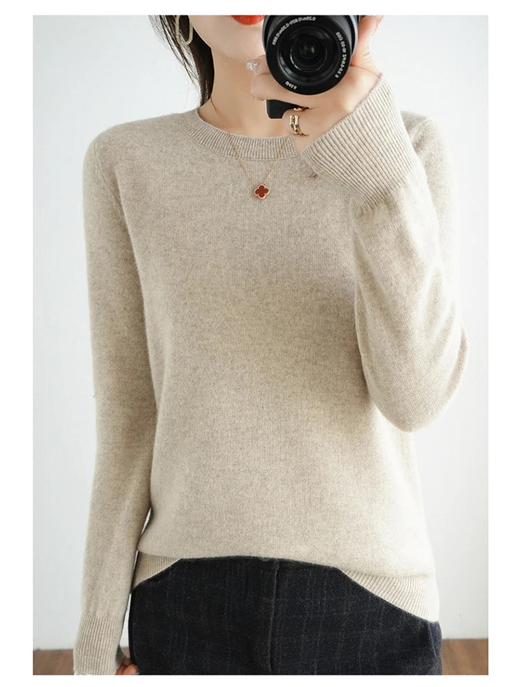 Autumn And Winter Cashmere Sweater Women's Crew Neck Pullover Casual Knitted Top Women's Short Undercoat Fashion 18 Colors SS69