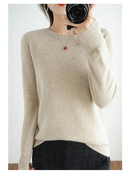 Autumn And Winter Cashmere Sweater Women's Crew Neck Pullover Casual Knitted Top Women's Short Undercoat Fashion 18 Colors SS69