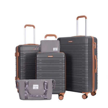 Luggage sets 5 Pieces,Hardshell Suitcase set with Double Spinner Wheel,Travel Case with TSA Lock and Weekend Duffle Bag