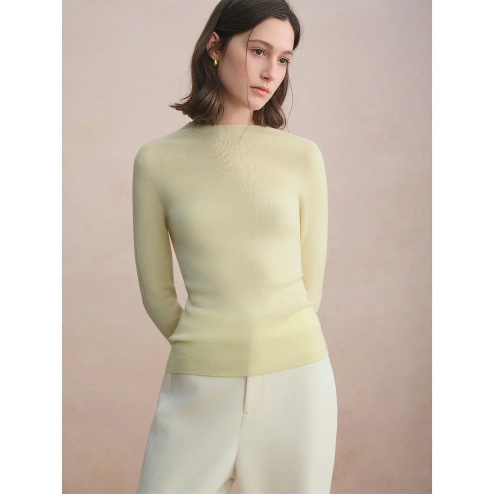 DUSHU Women's 100% Wool Half-High Collar Pullover
