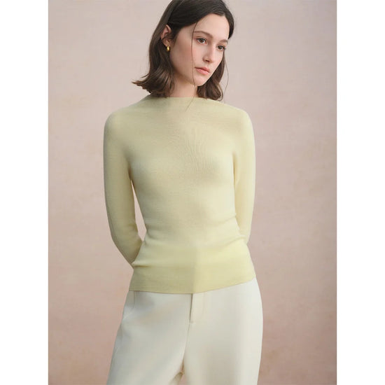 DUSHU Seamless Half-high Collar Pure Wool Pullovers Women Plus Size Autumn Winter Bottoming Sweater Solid Soft Breathable Tops