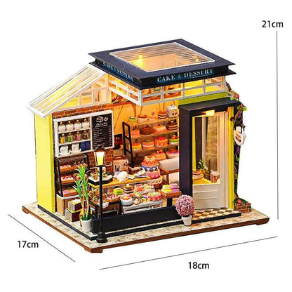 Wooden Miniature Dollhouse with LED Light Creative DIY Flower House Handmade 3D Puzzle Assembly Building Model Toys Doll Houses