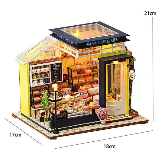 Wooden Miniature Dollhouse with LED Light Creative DIY Flower House Handmade 3D Puzzle Assembly Building Model Toys Doll Houses
