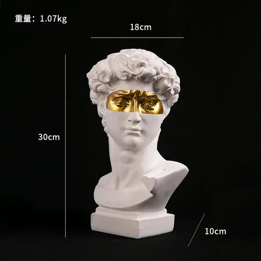 GUGUGUHOME David Head Resin Bust Sculpture, Modern Abstract Art Statue