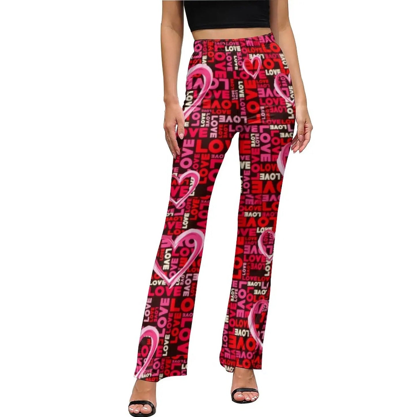 Heart Confetti Pants Elastic Waist Pink Valentines Day Streetwear Flare Pants Summer Casual Pattern Oversize Trousers SS69 34.69 style-14 / XL / CHINA