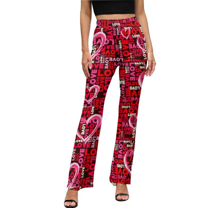Heart Confetti Pants Elastic Waist Pink Valentines Day Streetwear Flare Pants Summer Casual Pattern Oversize Trousers SS69 34.69 style-14 / XL / CHINA