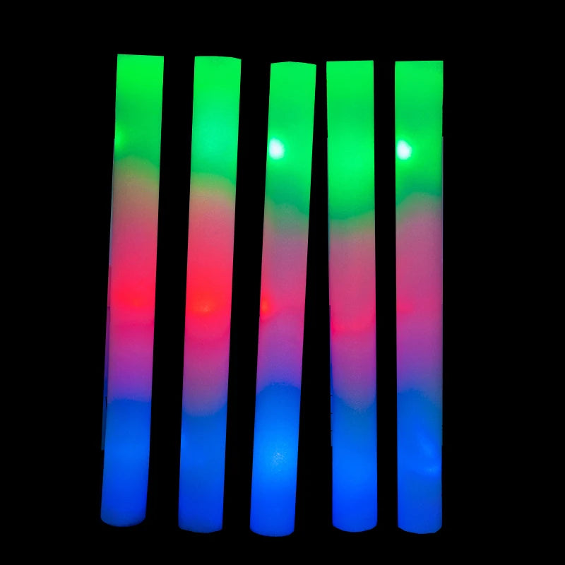 XinWen LC 30Pcs RGB LED Foam Glow Sticks - Colorful Flashing Party Batons