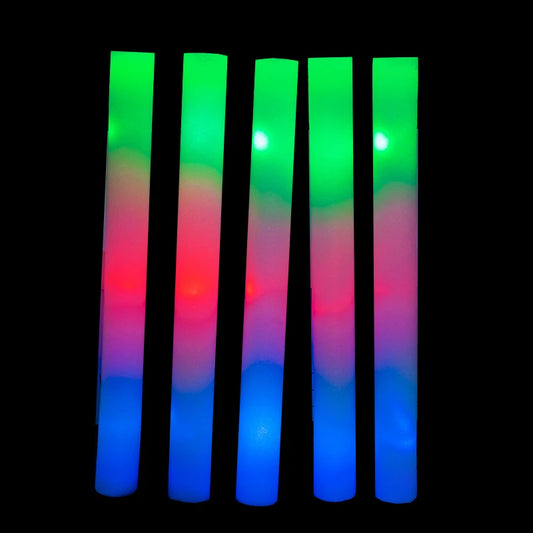 XinWen LC 30Pcs RGB LED Foam Glow Sticks - Colorful Flashing Party Batons