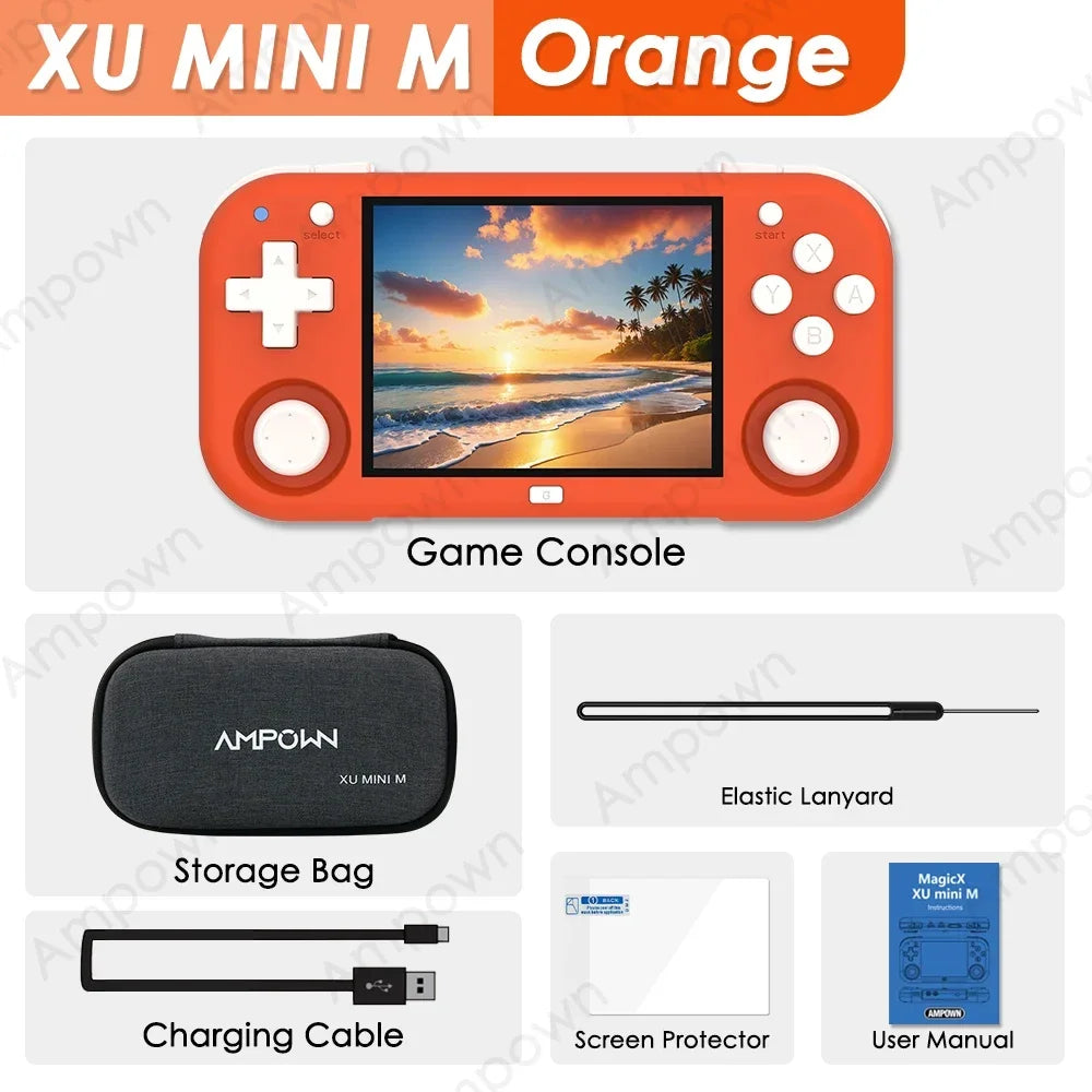 Ampown XU MINI M Handheld Game Console 2.8'' Screen Linux OS MINIM Retro Simulator Video Player Portable Console Children Gifts SS69 71.69 Orange / 128G(11K Games)