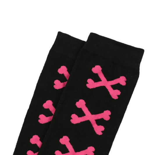 SS69 Women's Bone Print Thigh High Socks - Cotton Blend Cosplay Stockings