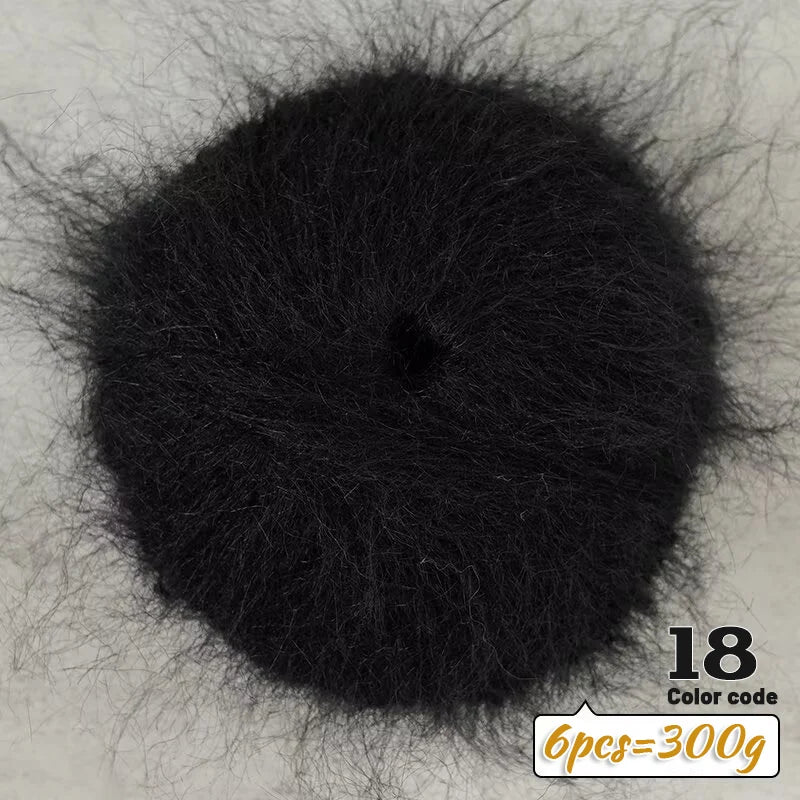 300g Colorful Long-Haired Alpaca Mohair Yarn Handmade DIY Material Knitting Autumn and Winter Fashion Women's Sweater Sweater Jacket Shawl Yarn Ball 1 Piece = 6 Pieces = 300g