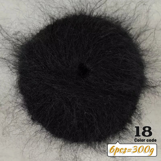 300g Colorful Long-Haired Alpaca Mohair Yarn Handmade DIY Material Knitting Autumn and Winter Fashion Women's Sweater Sweater Jacket Shawl Yarn Ball 1 Piece = 6 Pieces = 300g
