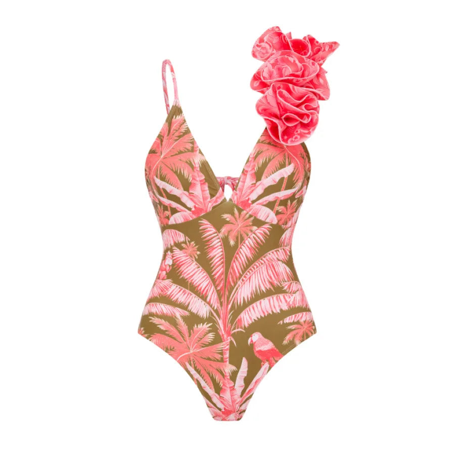 2023 New Arrival Push Up Women Bikini Set Floral Printed Ruffle Bikinis Strappy Bandage Swimwear Brazilian Biquini Bathing Suit SS69