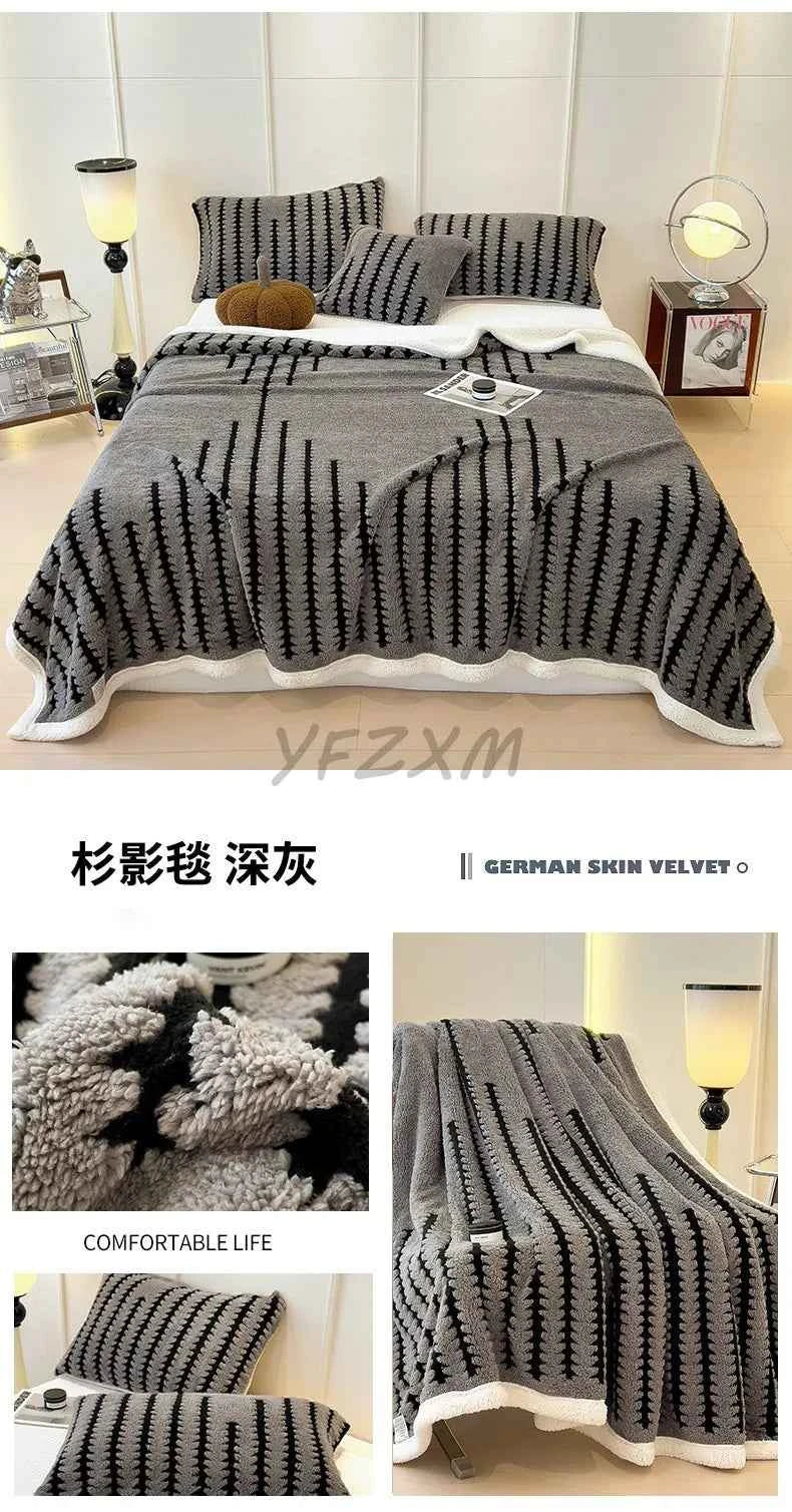 Thicken Warm Flannel Blanket Super Soft Fluffy Queen Blanket Single Double Size Cozy Skin-friendly Multifunctional Nap Blanket