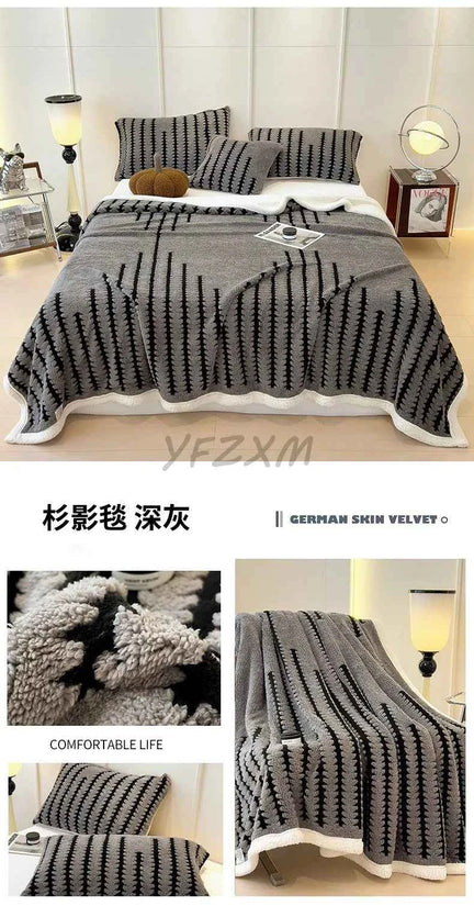 Thicken Warm Flannel Blanket Super Soft Fluffy Queen Blanket Single Double Size Cozy Skin-friendly Multifunctional Nap Blanket