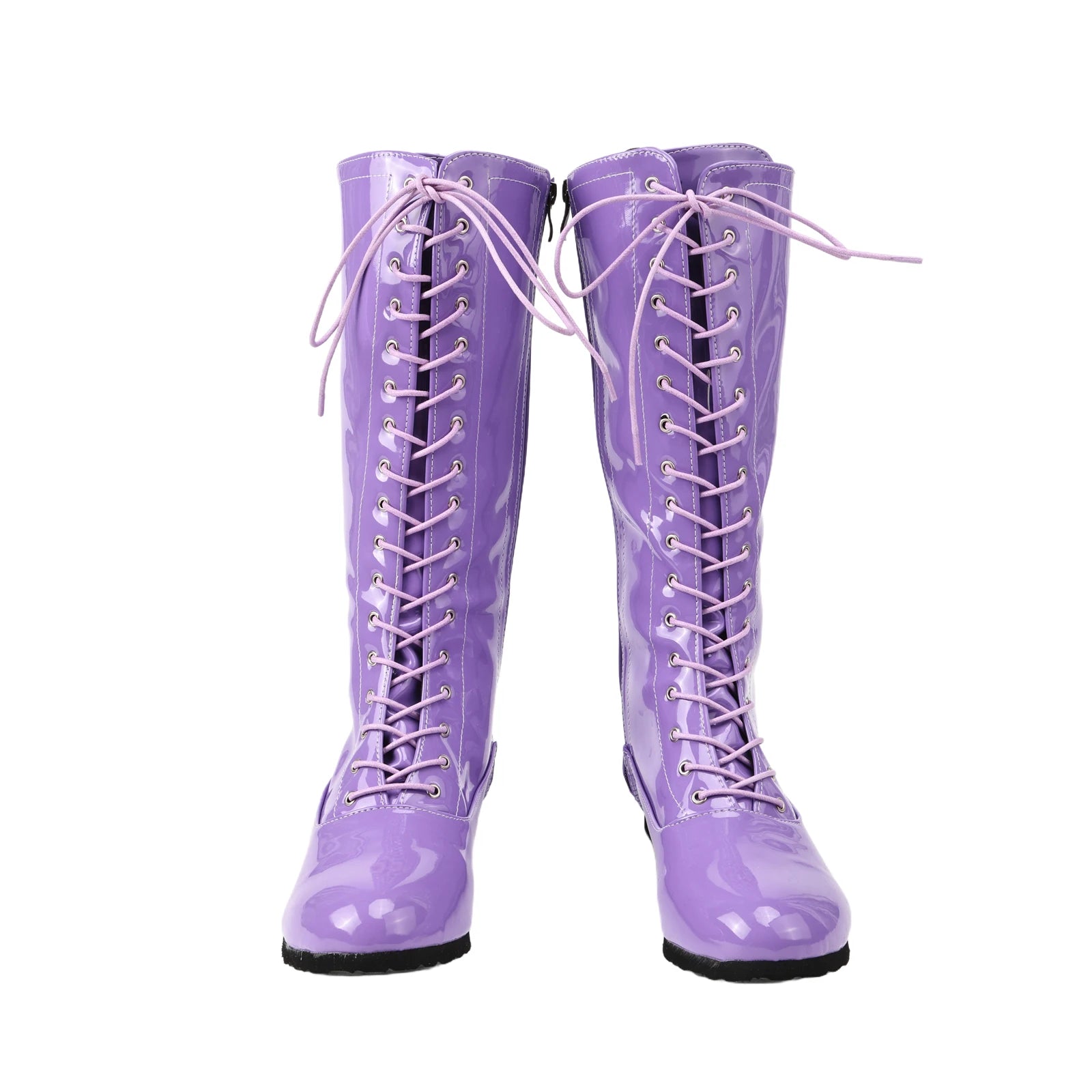 Wrestling Cosplay Boots For Men Multi Colored Shiny Leather Boxing Boots Lace Up Boots Motorcycle Boots Halloween Cosplay Props